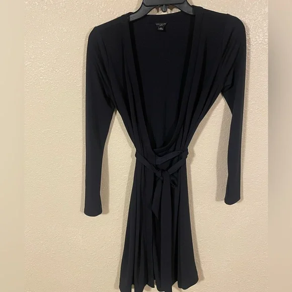 Ann Taylor Classic Black Long Sleeve Wrap Dress